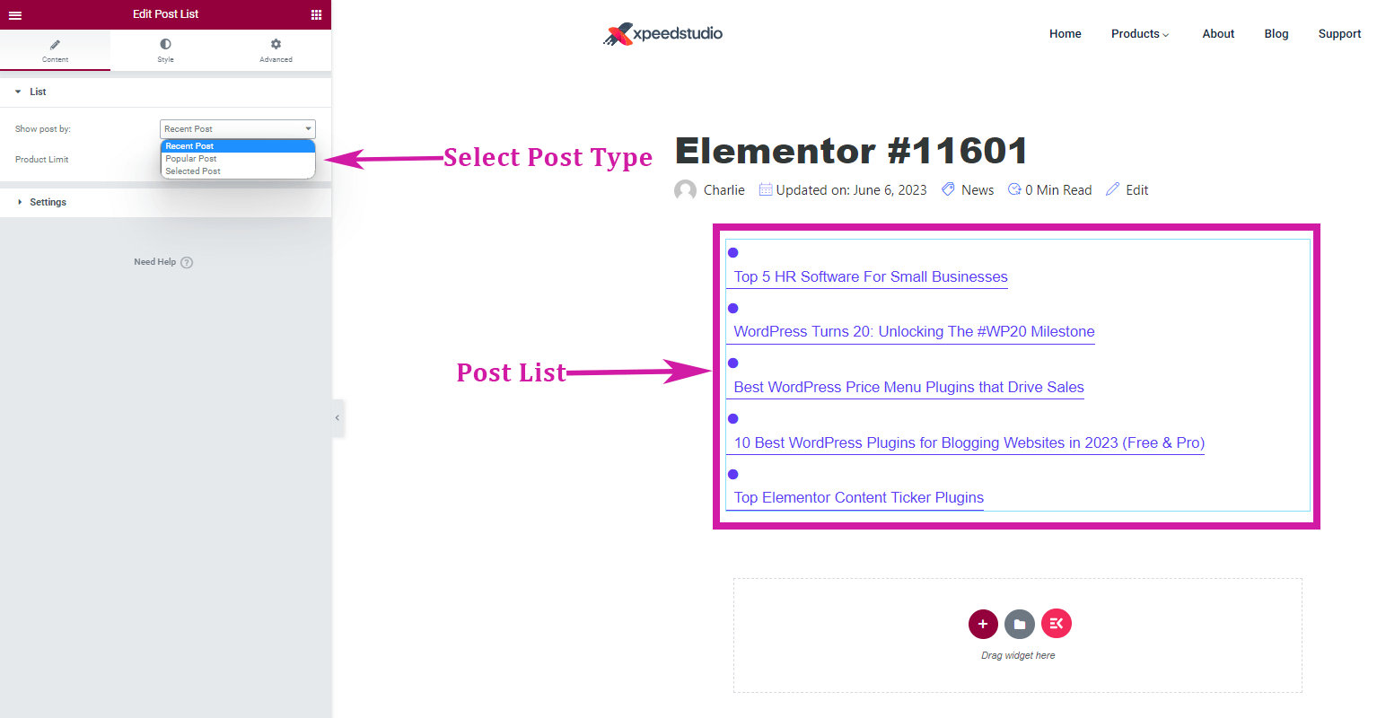 How to Show a Post List in WordPress: Selecting Post Type