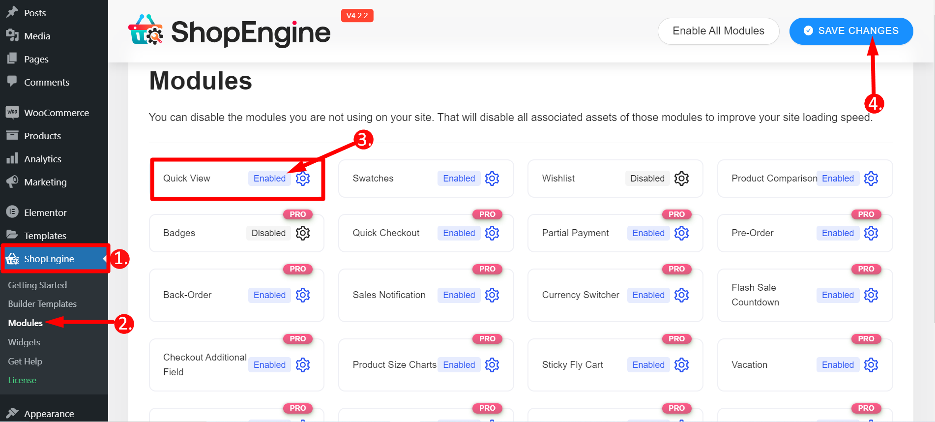 ShopEngine 빠른 보기 모듈