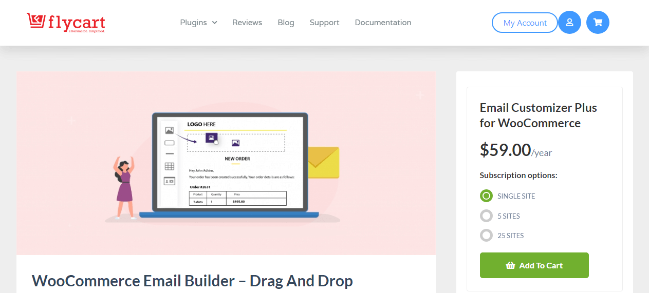 WooCommerce Email Customizer med Drag and Drop Email Builder - Bedste WooCommerce Email Customizer
