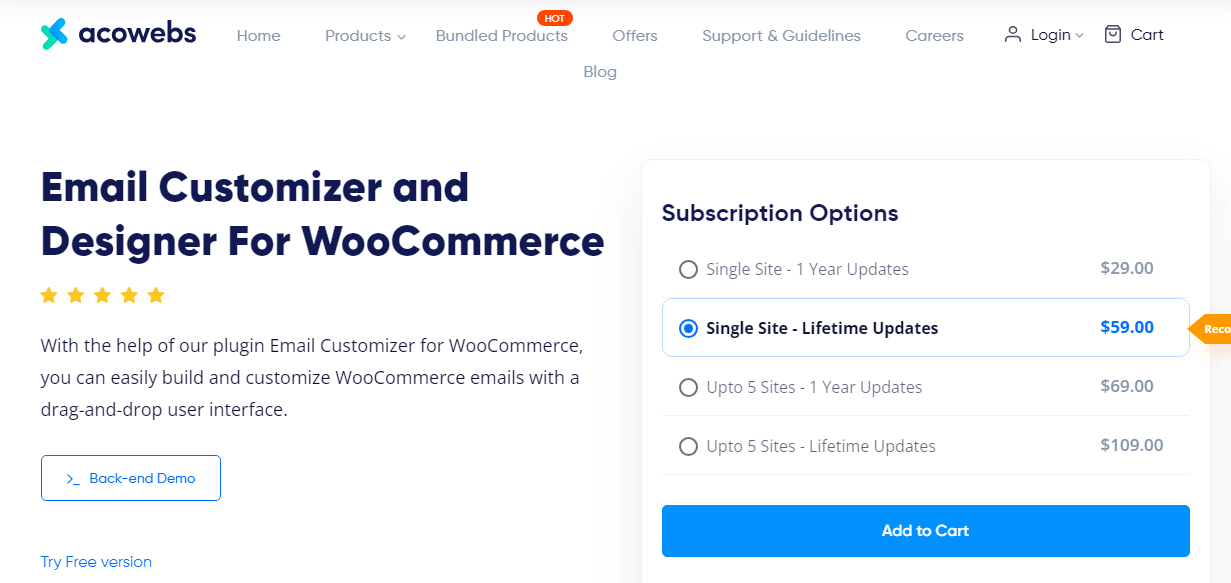 Personalizador de correo electrónico WooCommerce de Acowebs: el mejor personalizador de correo electrónico de WooCommerce