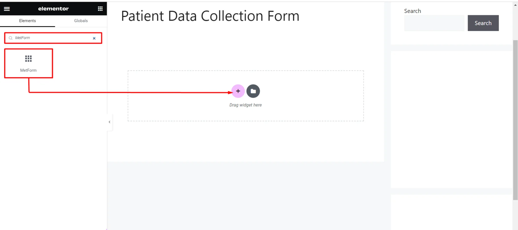 drag and drop MetForm widget