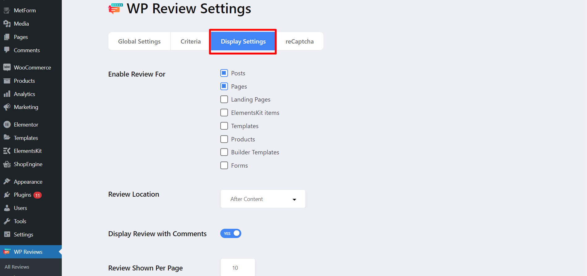 ultimate review display settings