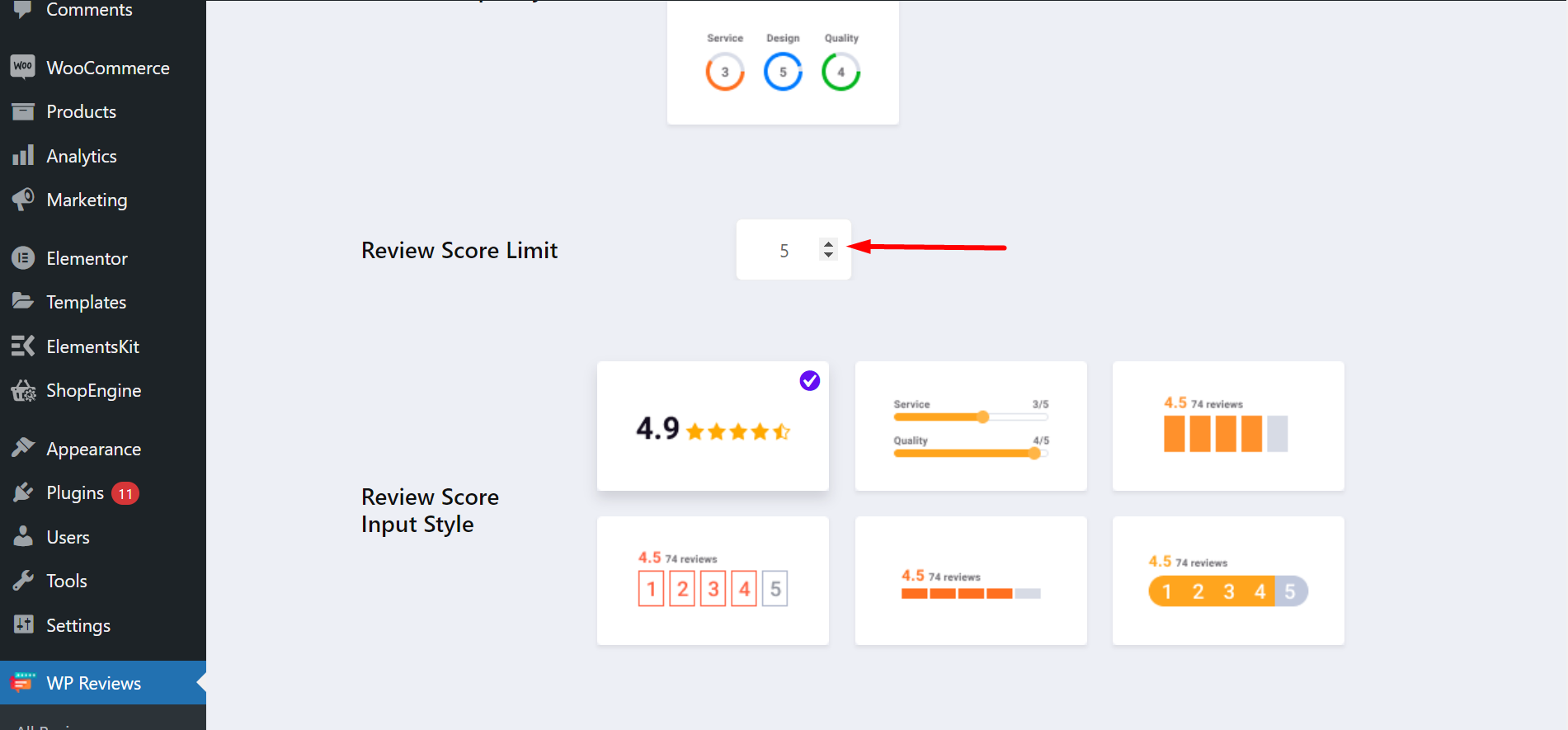 ultimate review global settings- setting score limit