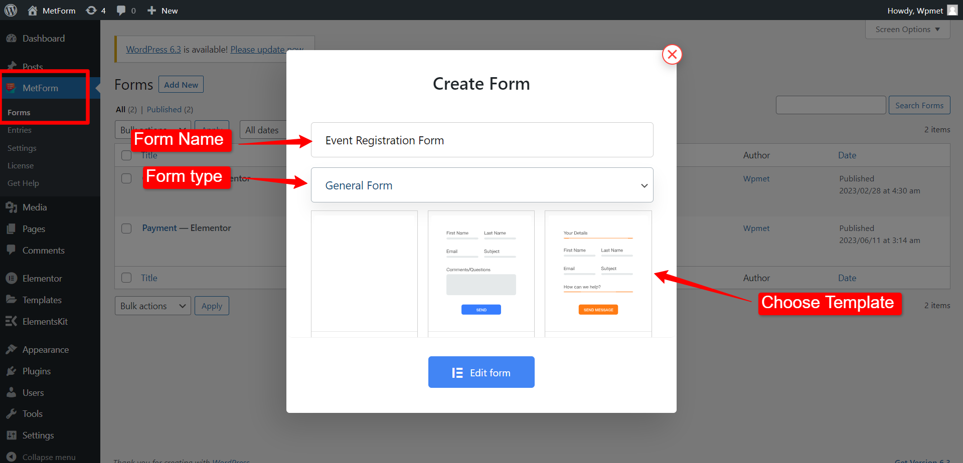 Erstellen Sie WordPress-Formulare mit MetForm