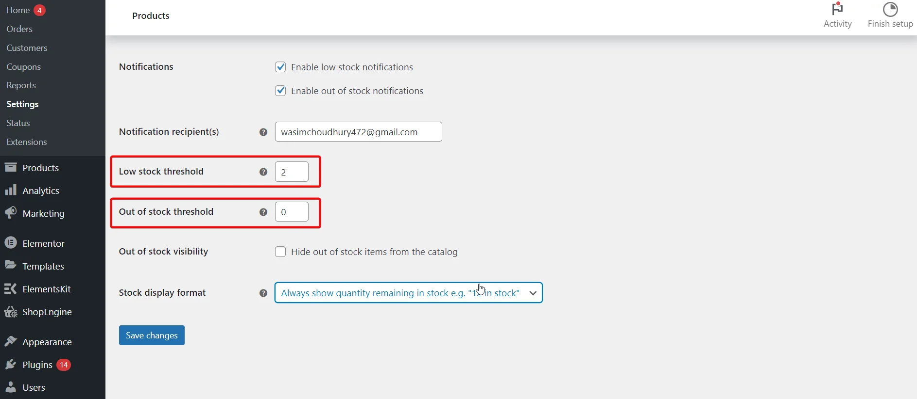 WooCommerce stock status management