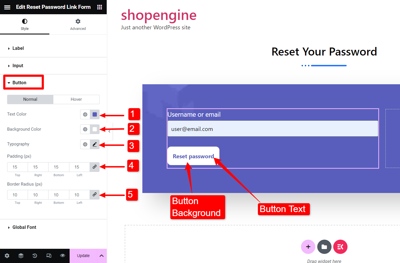 Customize WooCommerce reset password page template