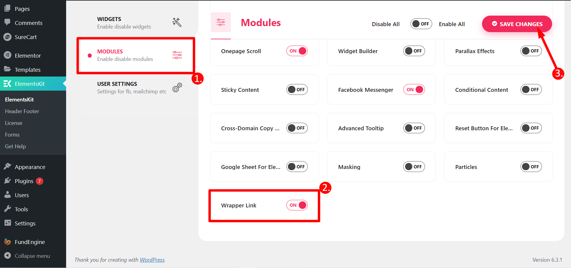 Activer le module de liaison Wrapper