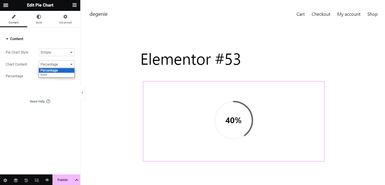 customize the pie chart