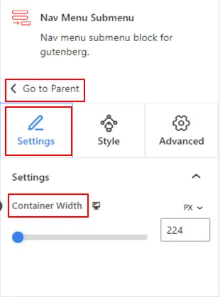 Go to Parent Option 