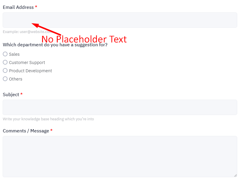 Avoid placeholder text