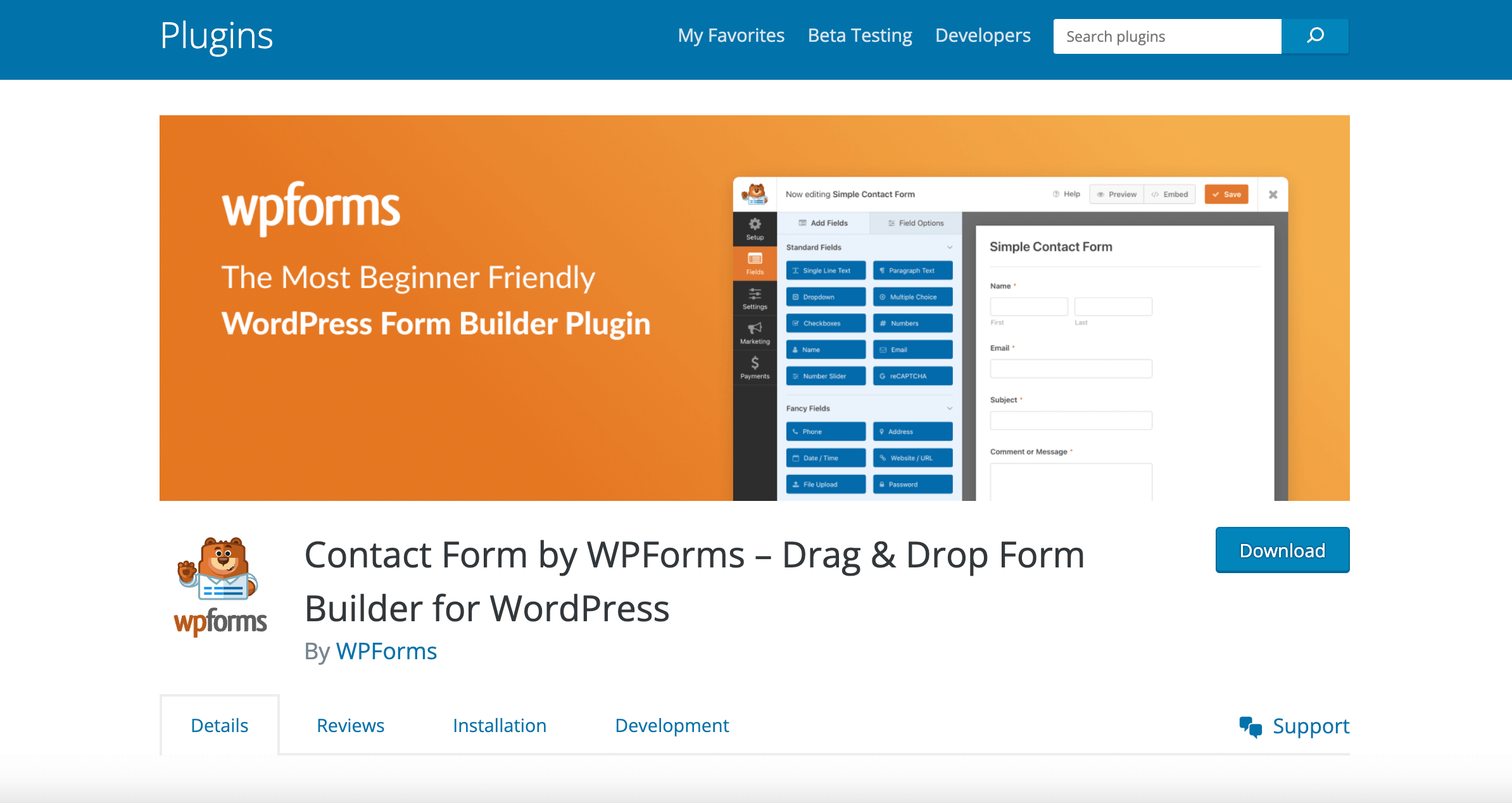WPForms, najlepsza darmowa wtyczka do formularza kontaktowego WordPress