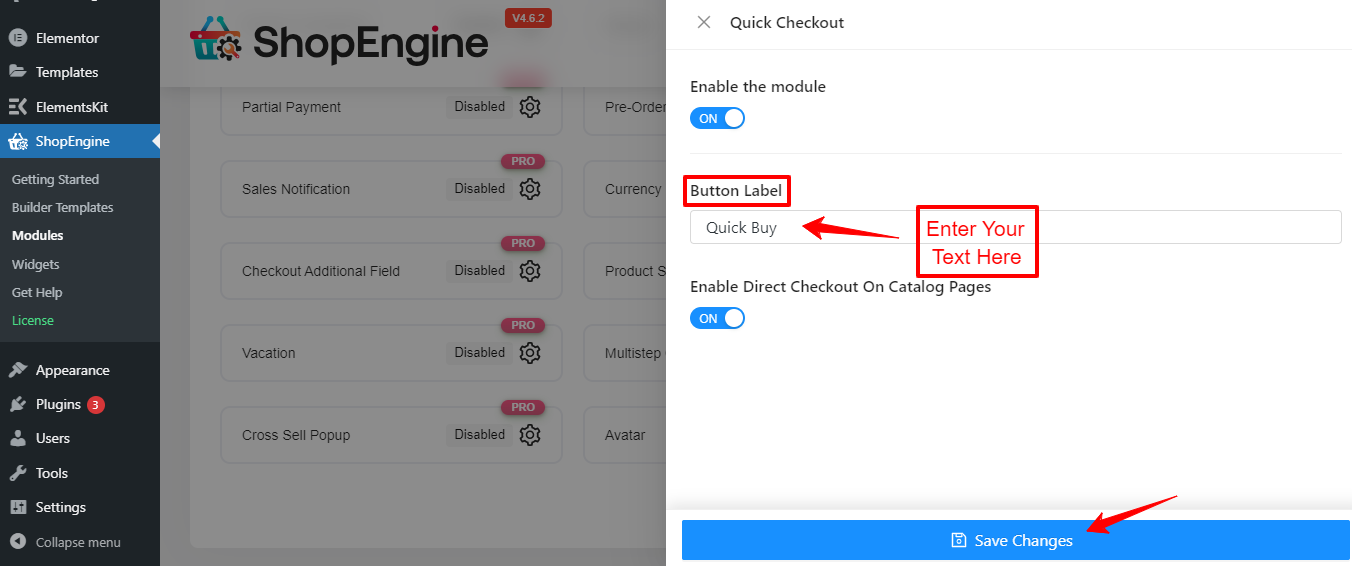 Como configurar o checkout com um clique do WooCommerce adicionar texto do botão