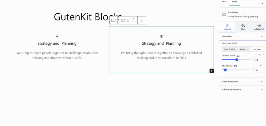 Introducing GutenKit Container blocks with page builder features