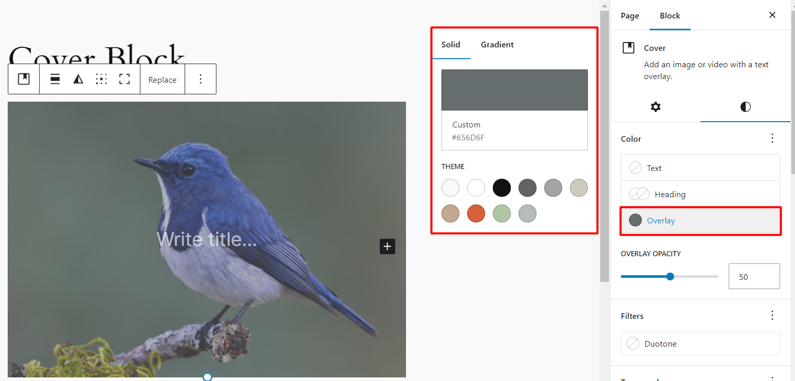 WordPress 6.5 Automatic Overlay Color Selection for Cover Blocks 