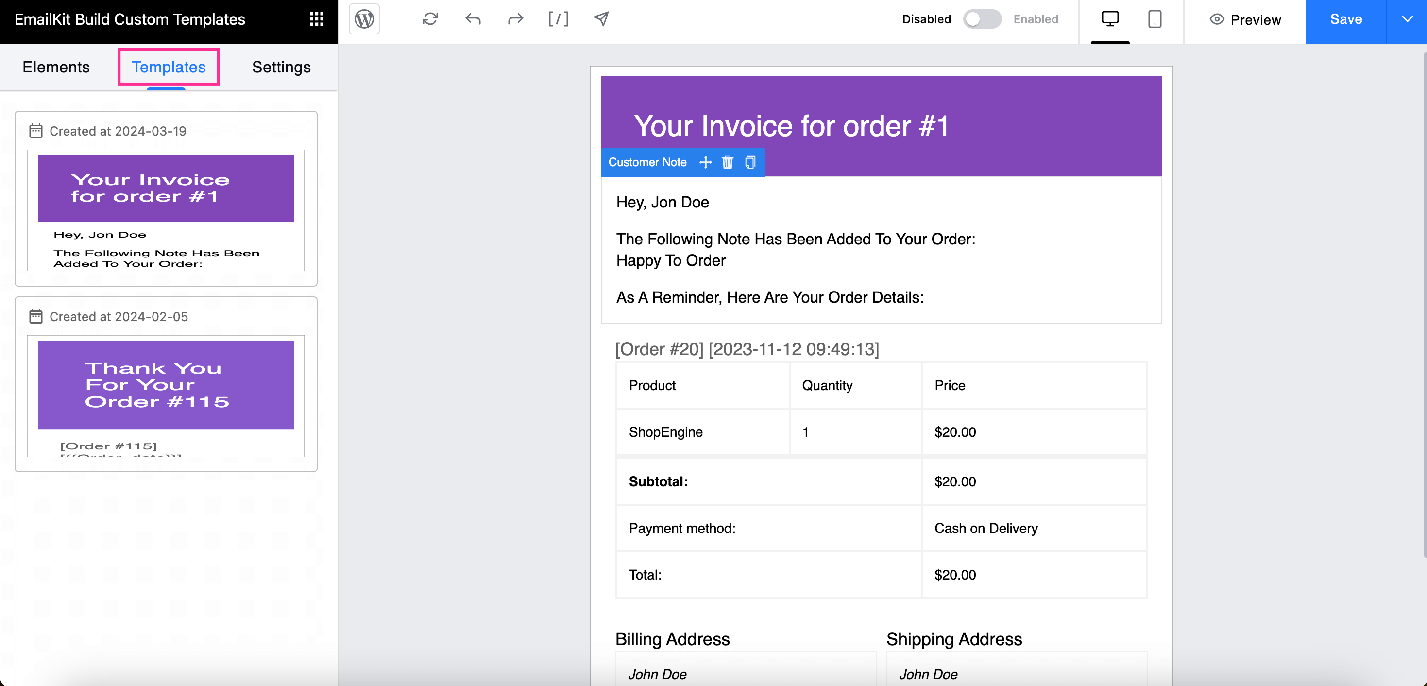 test and preview WooCommerce emails
