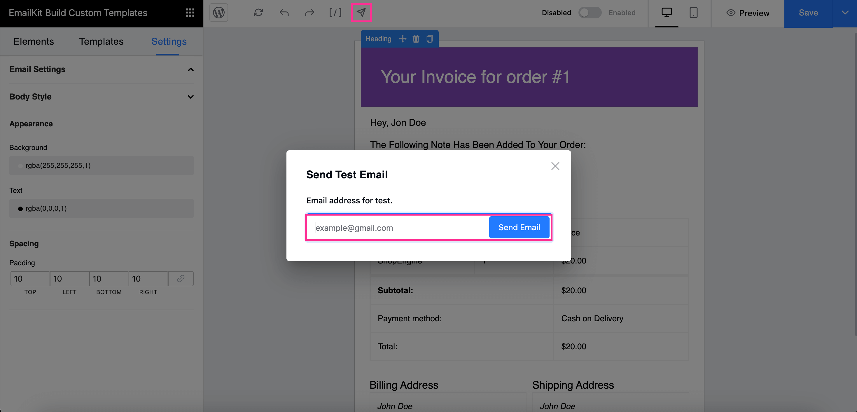 Test WooCommerce emails using EmailKit
