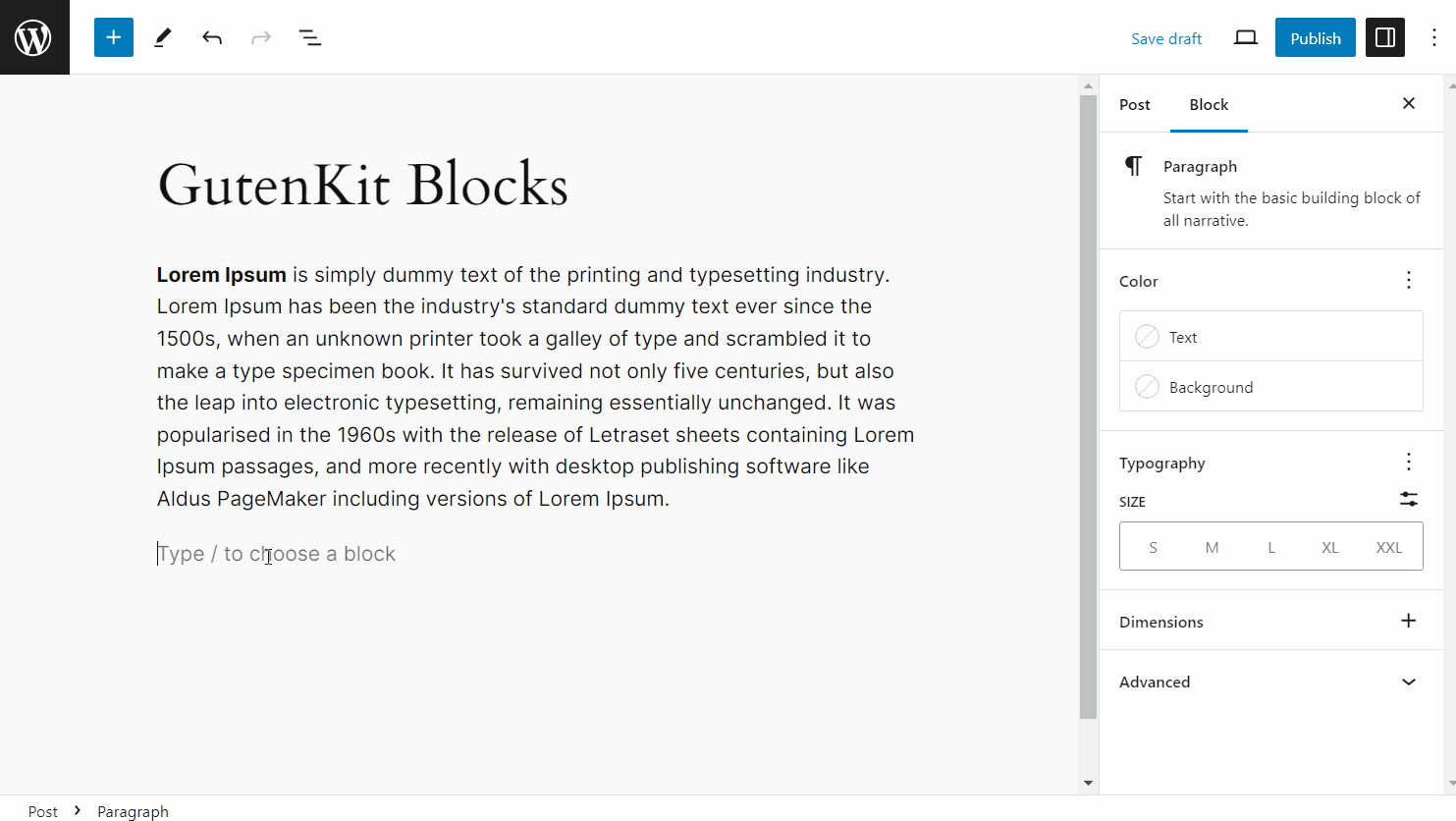 Skrót klawiaturowy WordPress, aby dodać blok w nowej linii w Gutenbergu