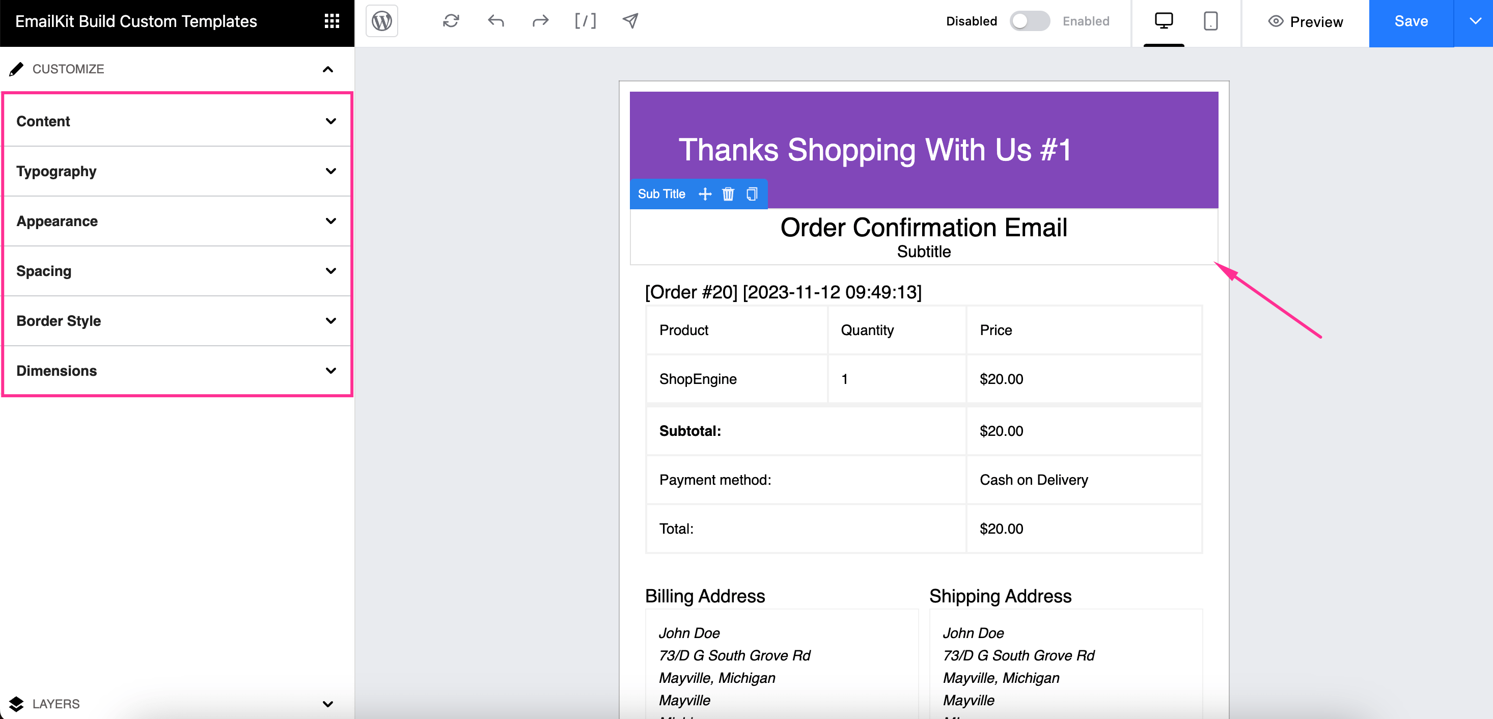 How to create custom completed order email
