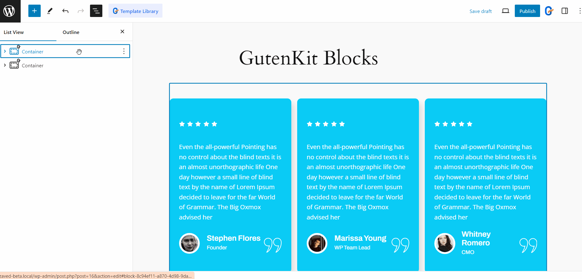 Copie el estilo de los bloques salientes de Gutenberg