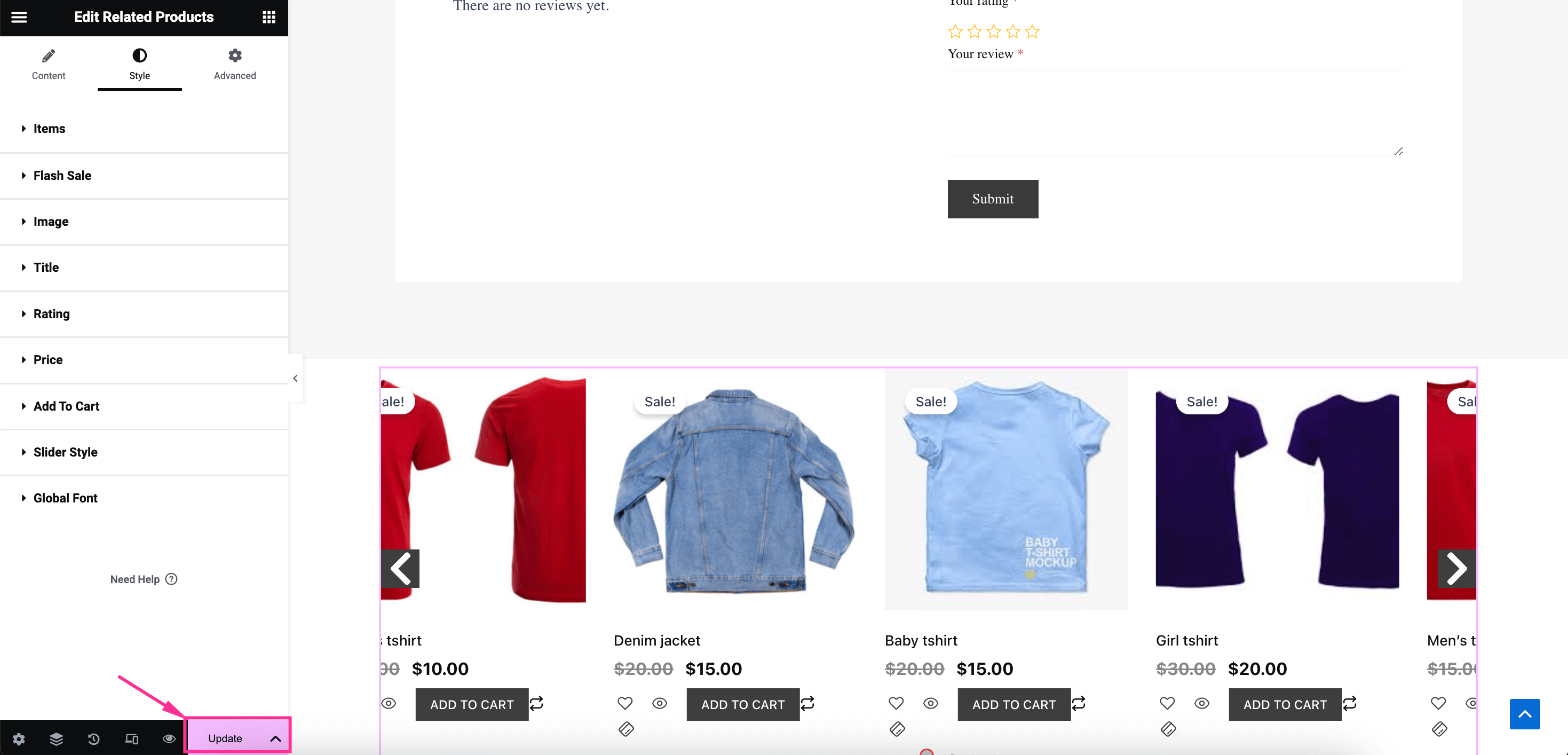 Personalización del estilo de la sección de productos relacionados con ShopEngine