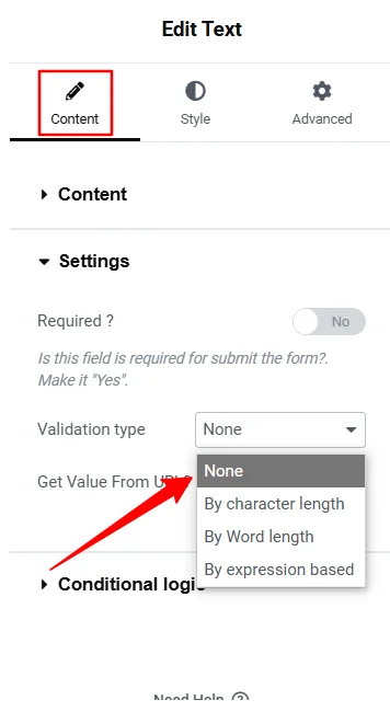 ajouter une valeur personnalisée au champ de texte Elementor