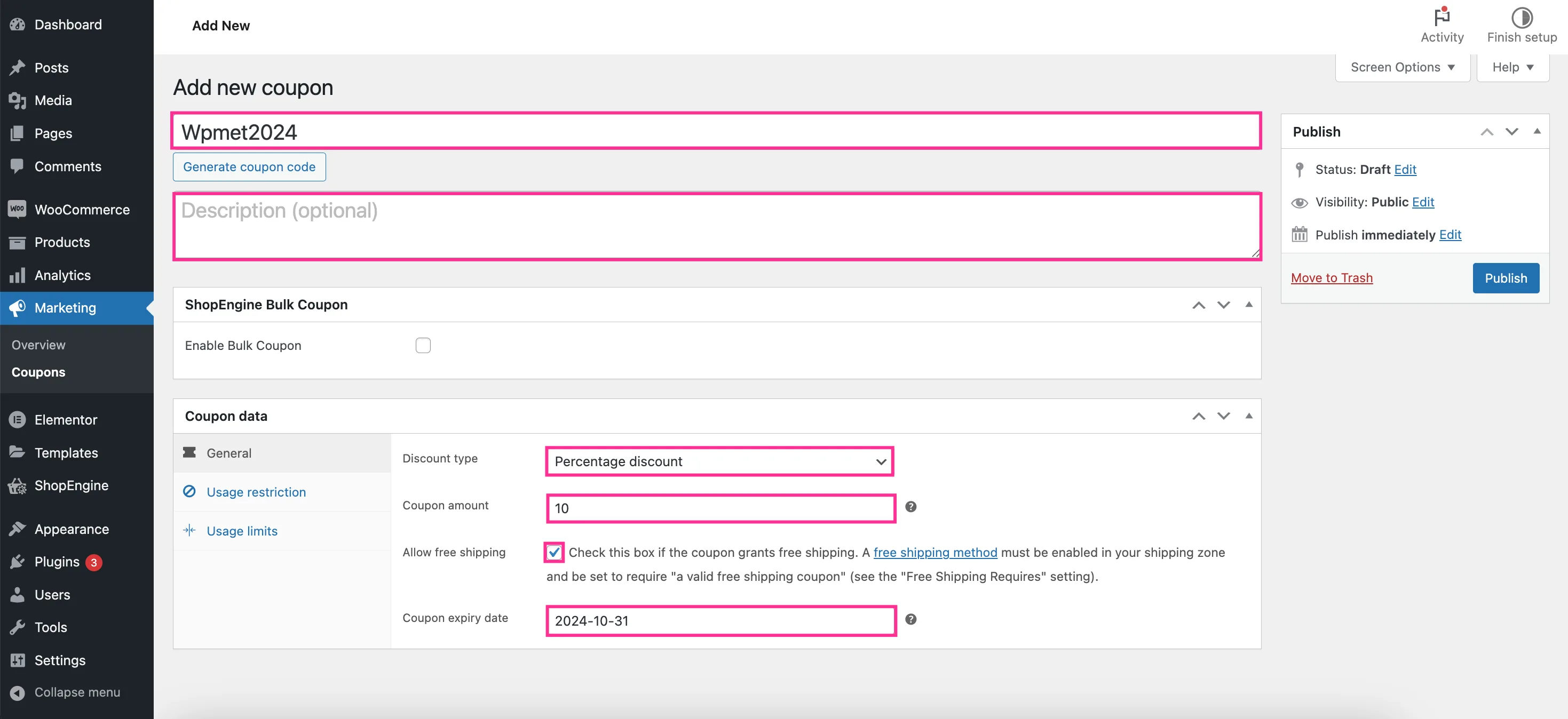 Como criar cupom avançado no WooCommerce com ShopEngine