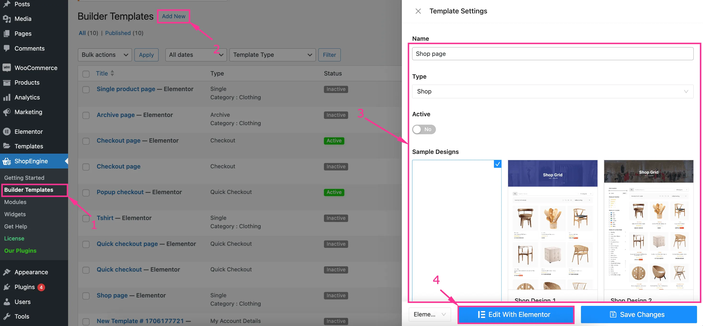ShopEngine์ผ๋ก ์์ ํ์ด์ง ํ
ํ๋ฆฟ ์ถ๊ฐ