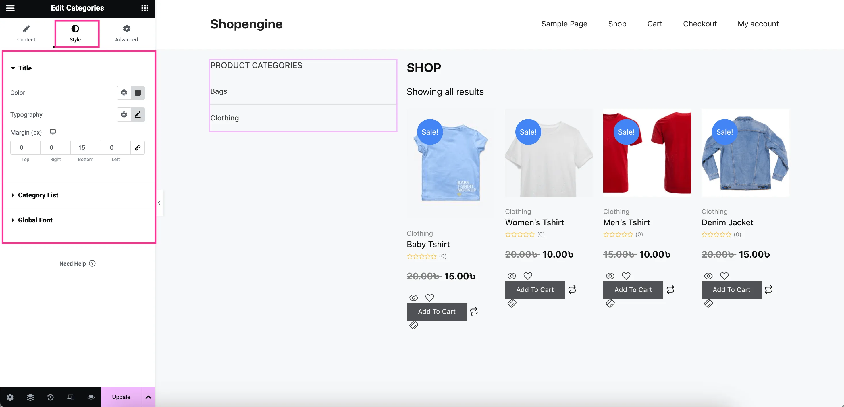 ShopEngine์ ์ฌ์ฉํ ์์นด์ด๋ธ ํ์ด์ง์ ์คํ์ผ ์ฌ์ฉ์ ์ ์