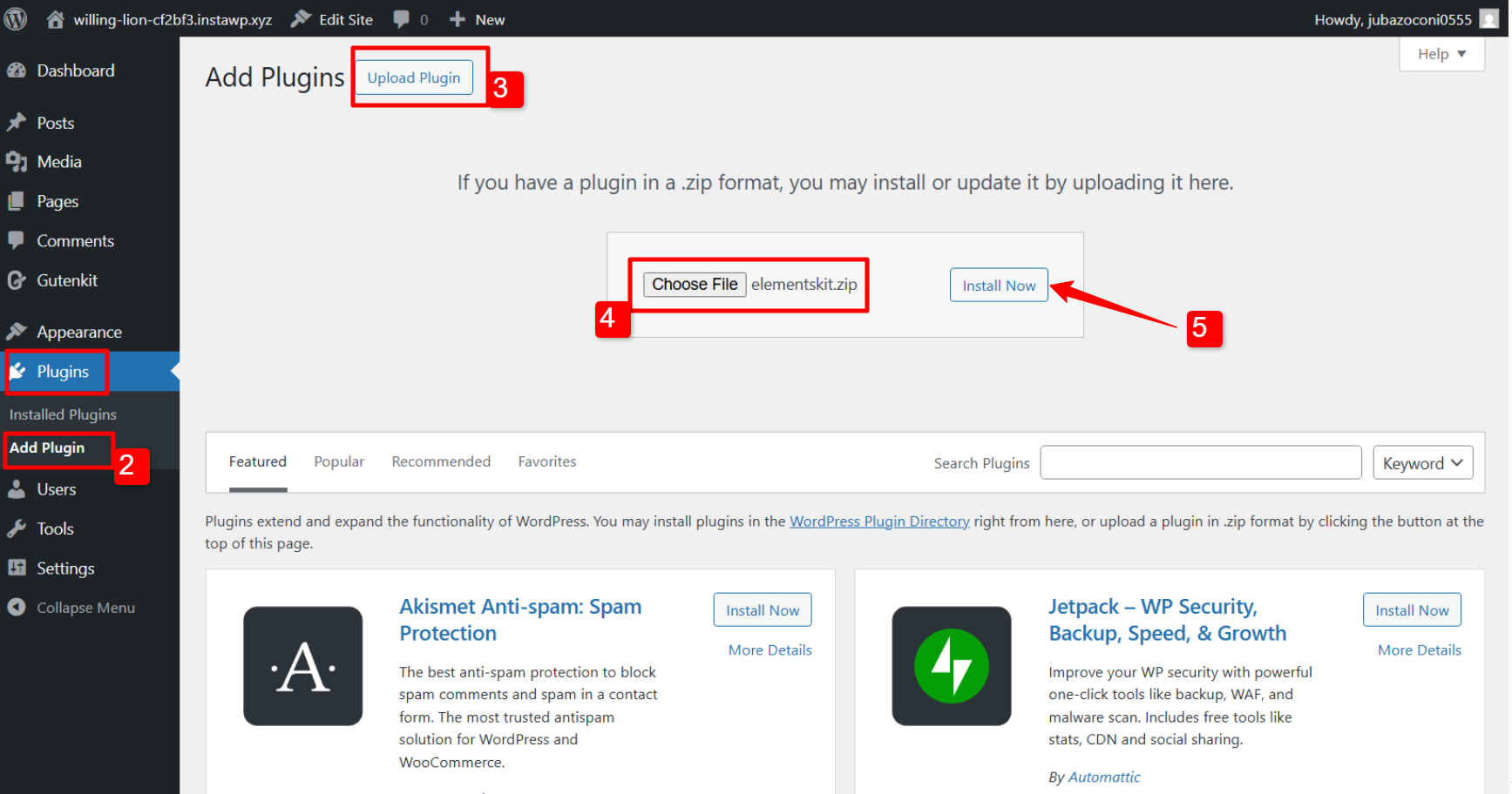 Install ElementsKit plugin to edit header in WordPress