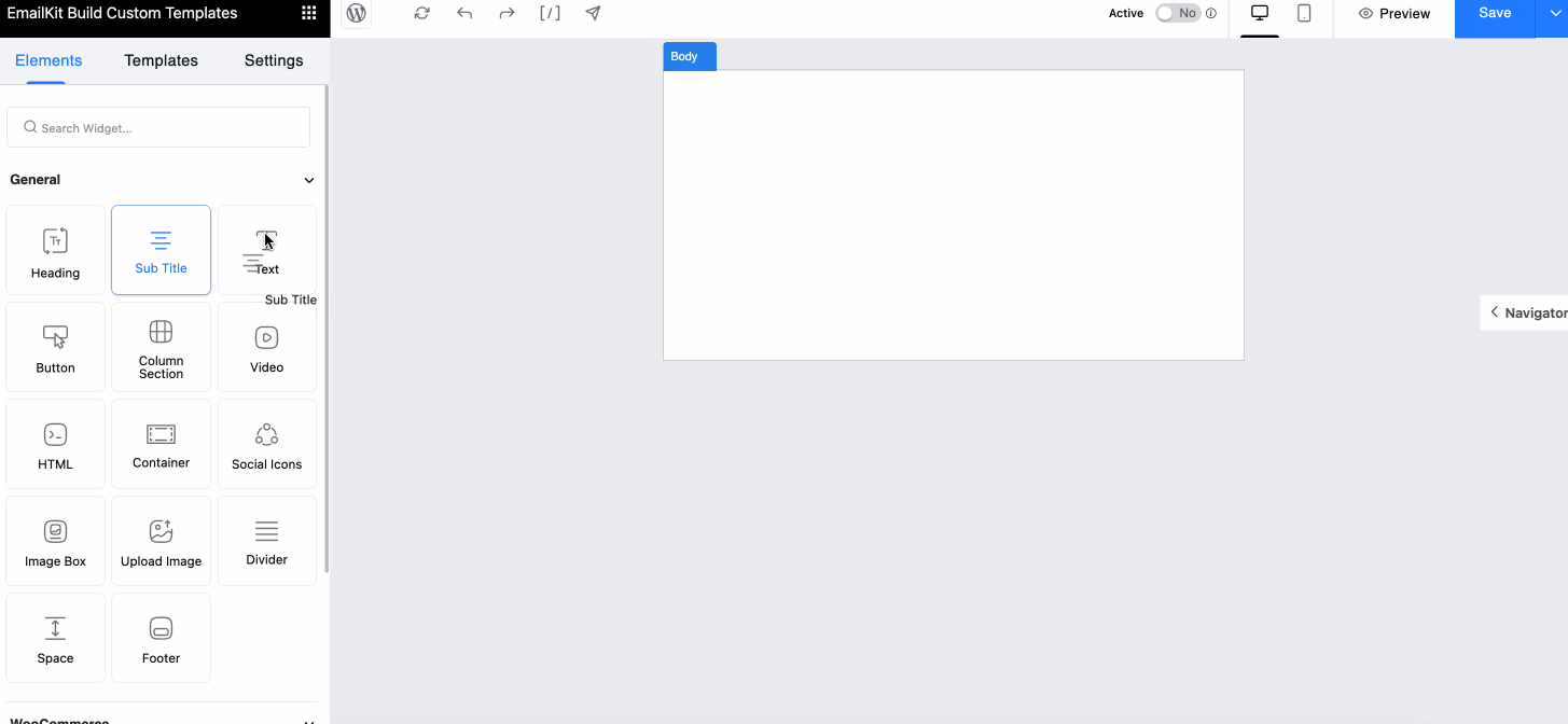 Drag and drop elements to customize follow-up emails with EmailKit