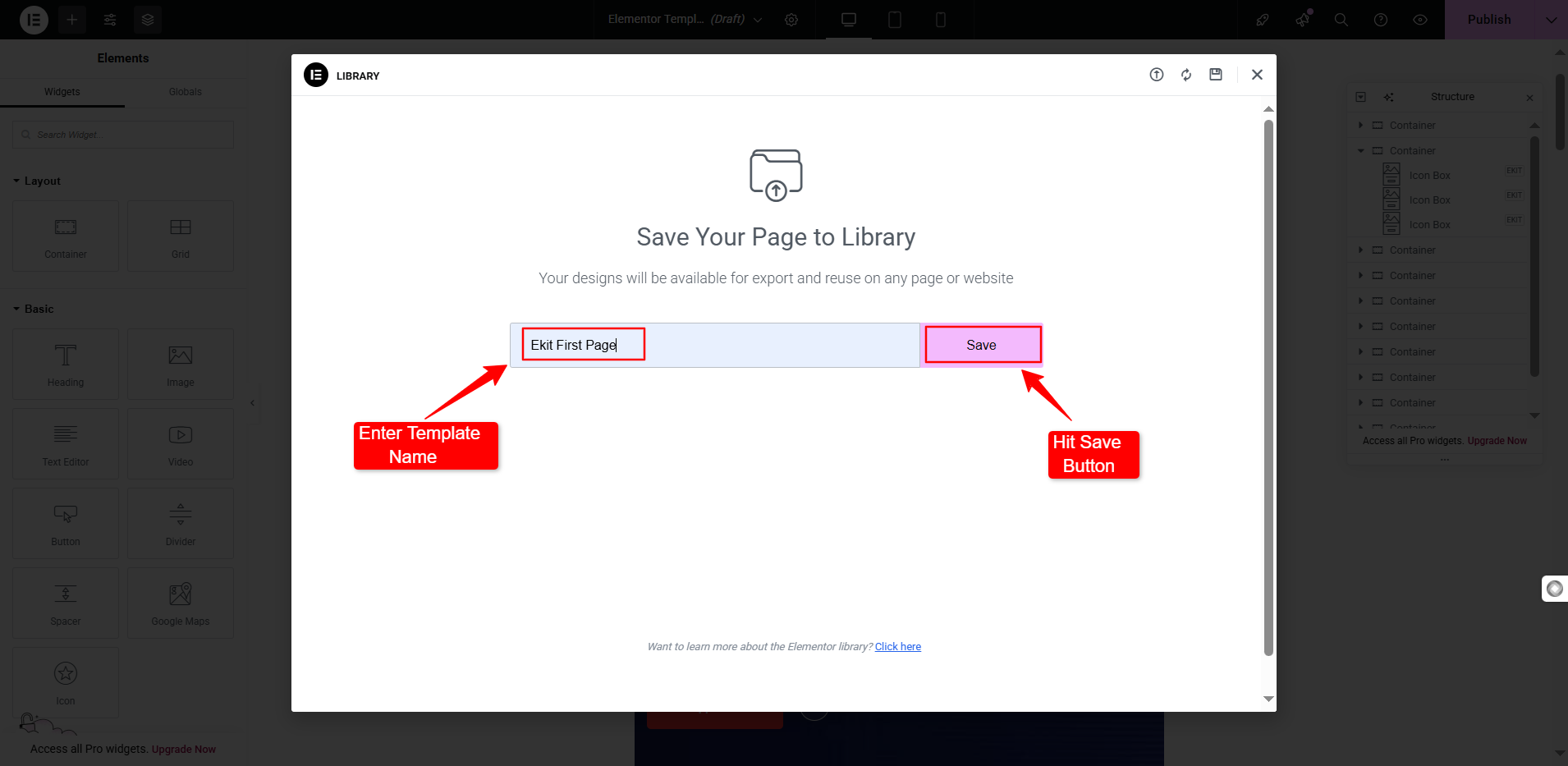 Saving Elementor Templates