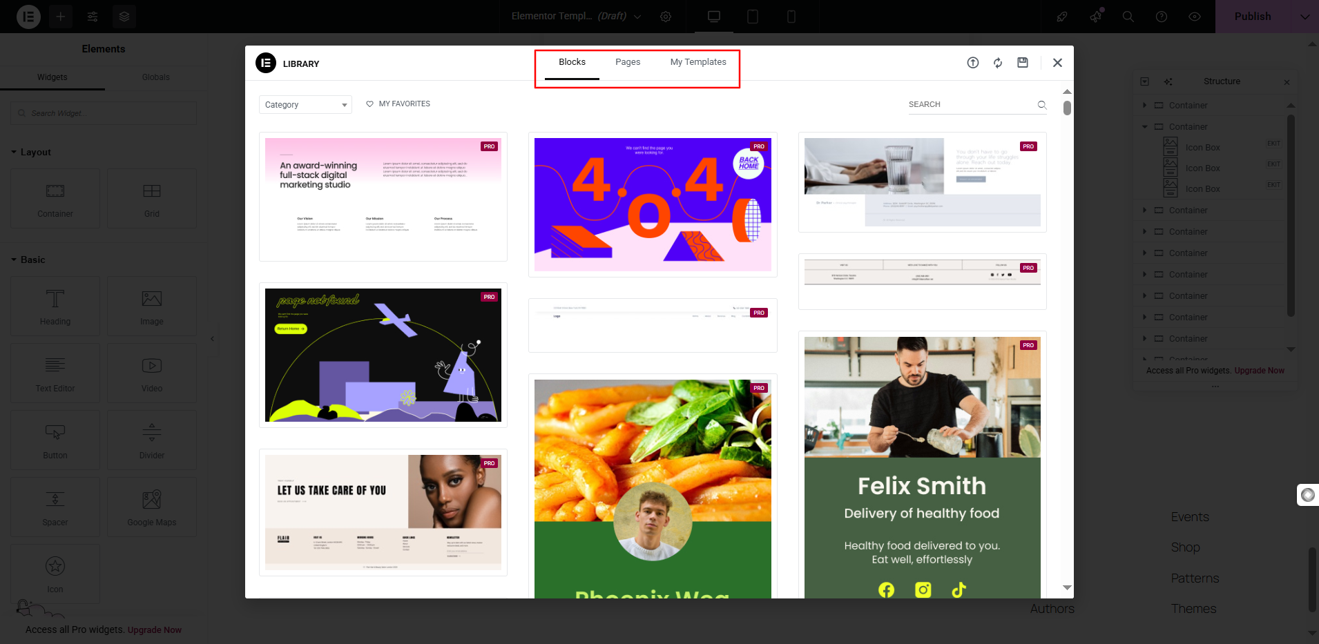 Elementor Template Library