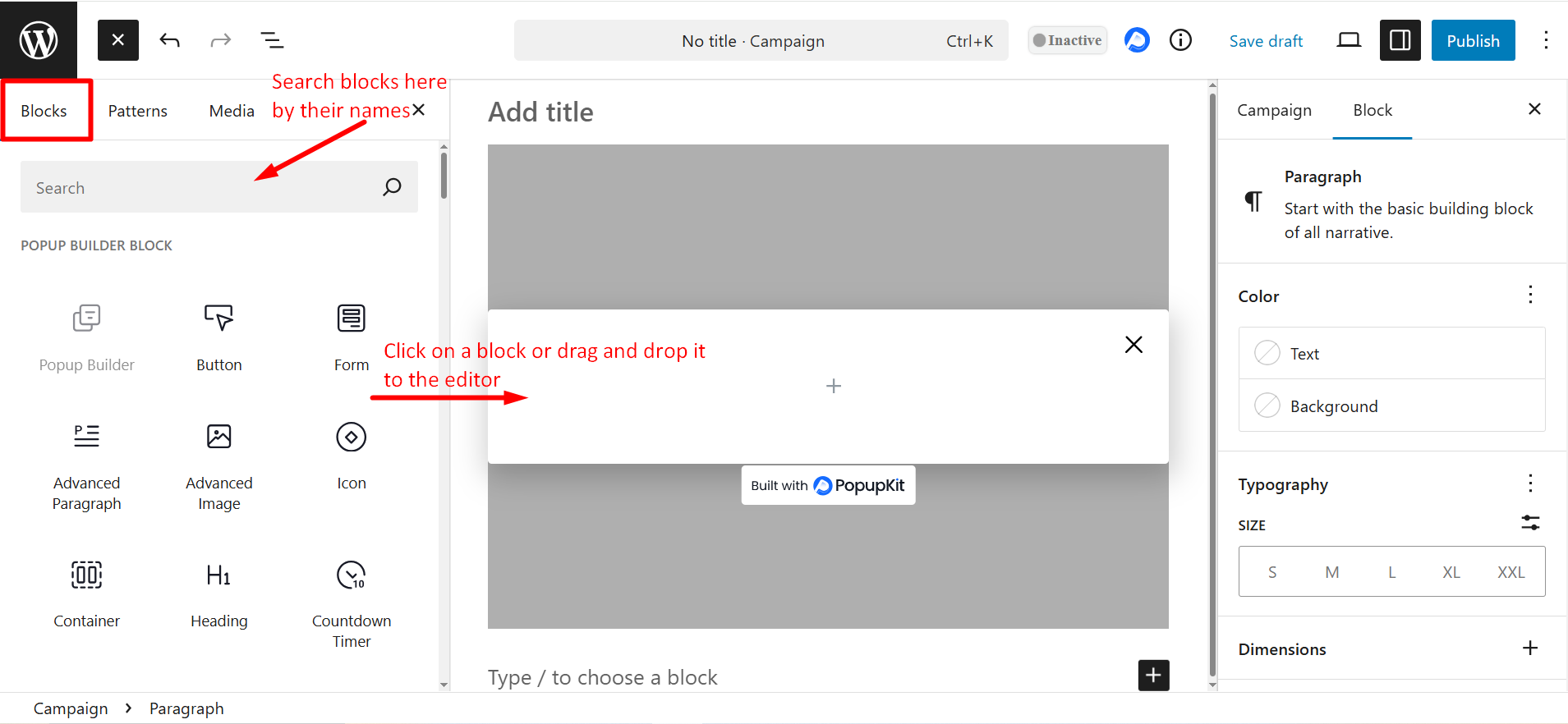 Find your desired popup blocks