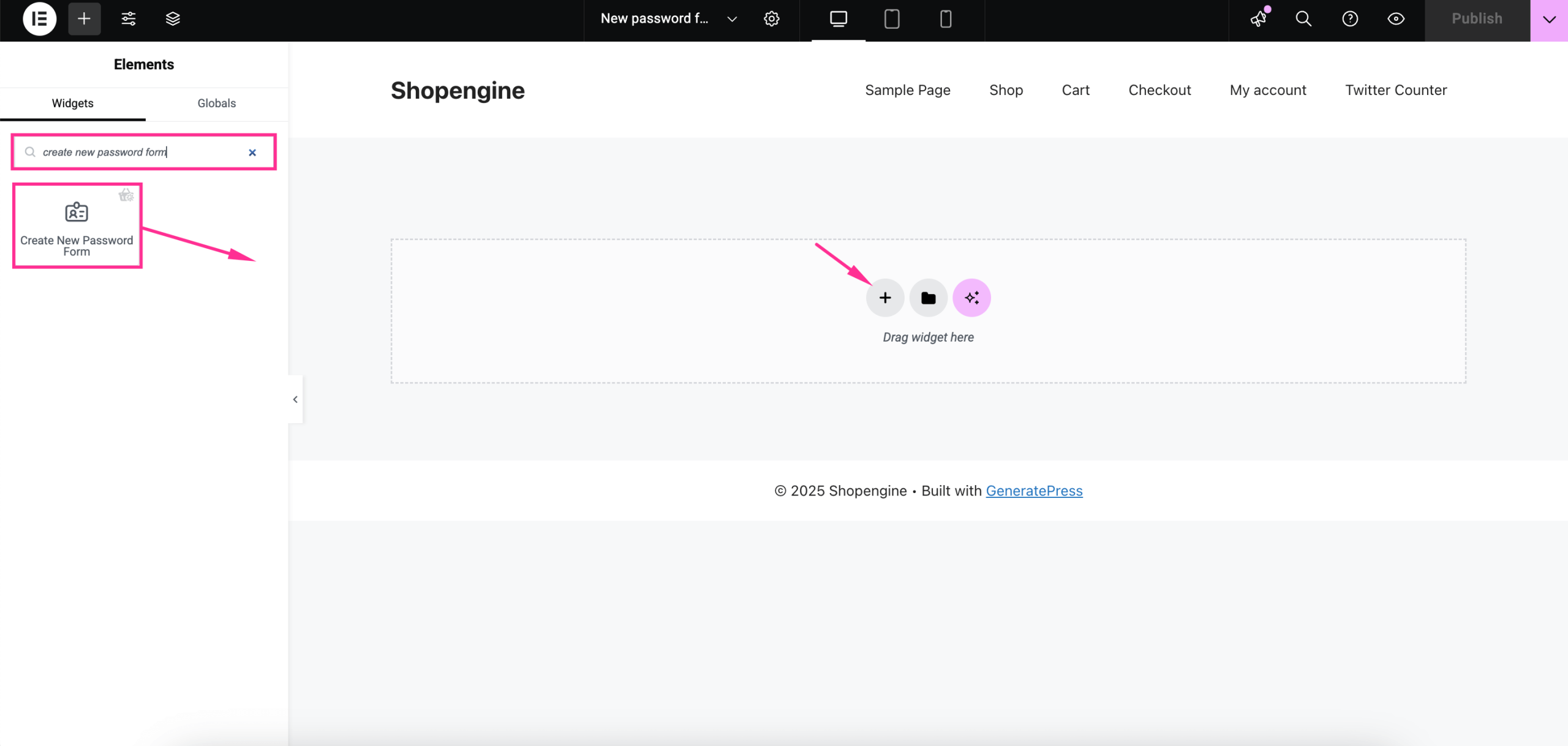 Customize and style new password form with ShopEngine