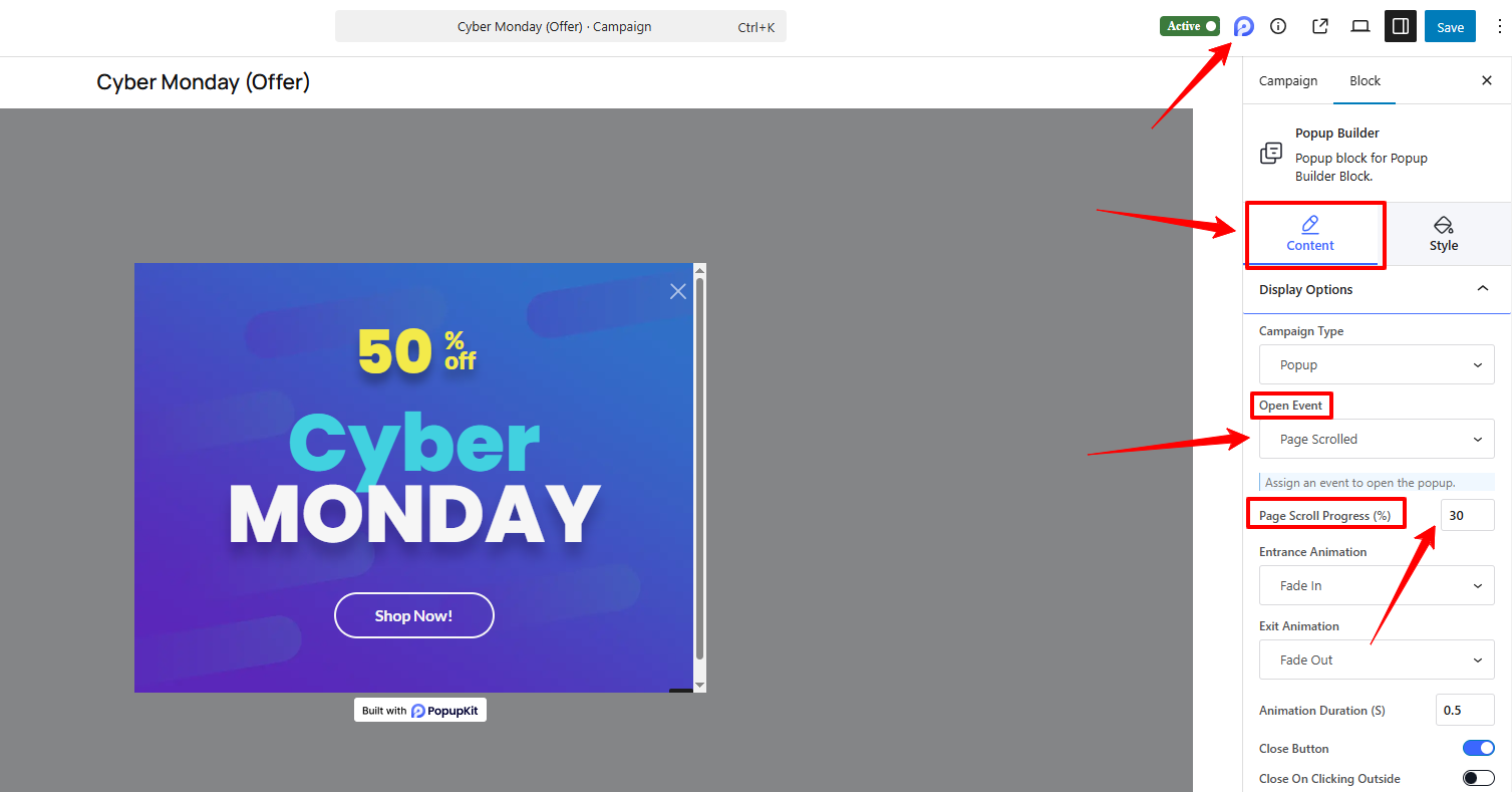 PopupKit on Page Scroll Popup