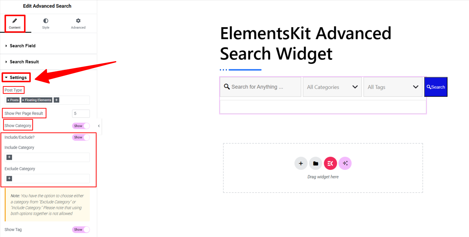 Add live search Panel