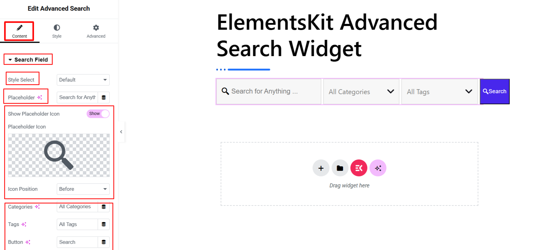 WordPress Advanced Search design