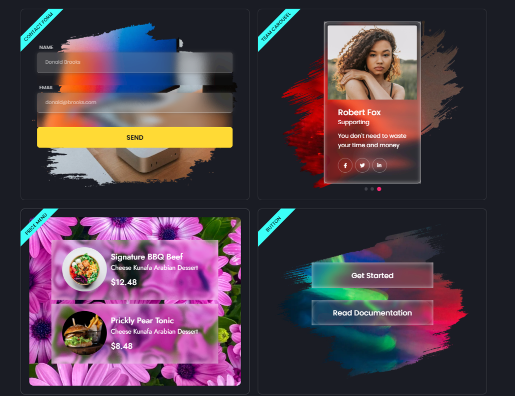 Liquid Glass design in Elementor website