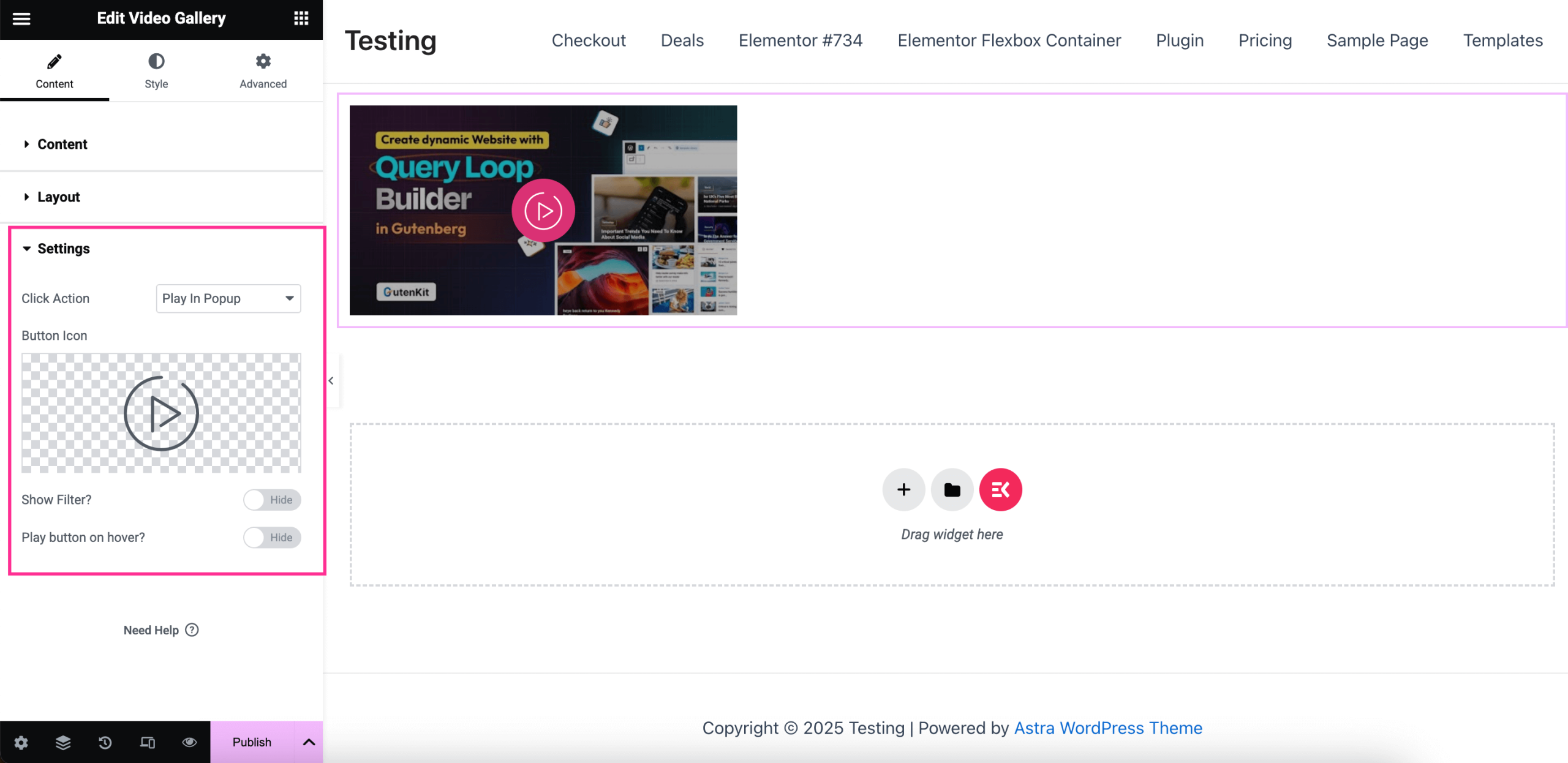 Customize video gallery in WordPress with ElementsKit