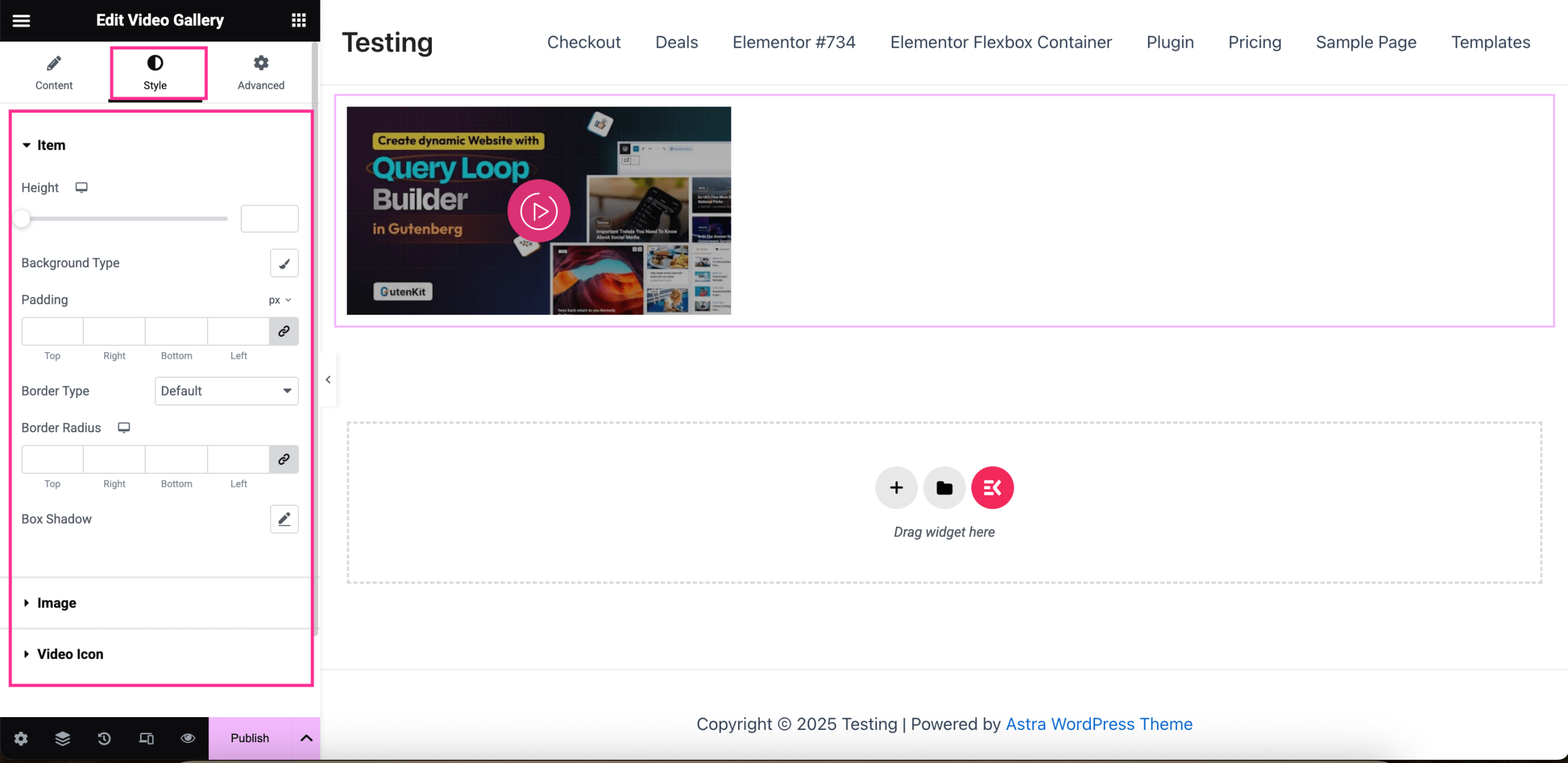 Customize the style of video gallery with ElementsKit