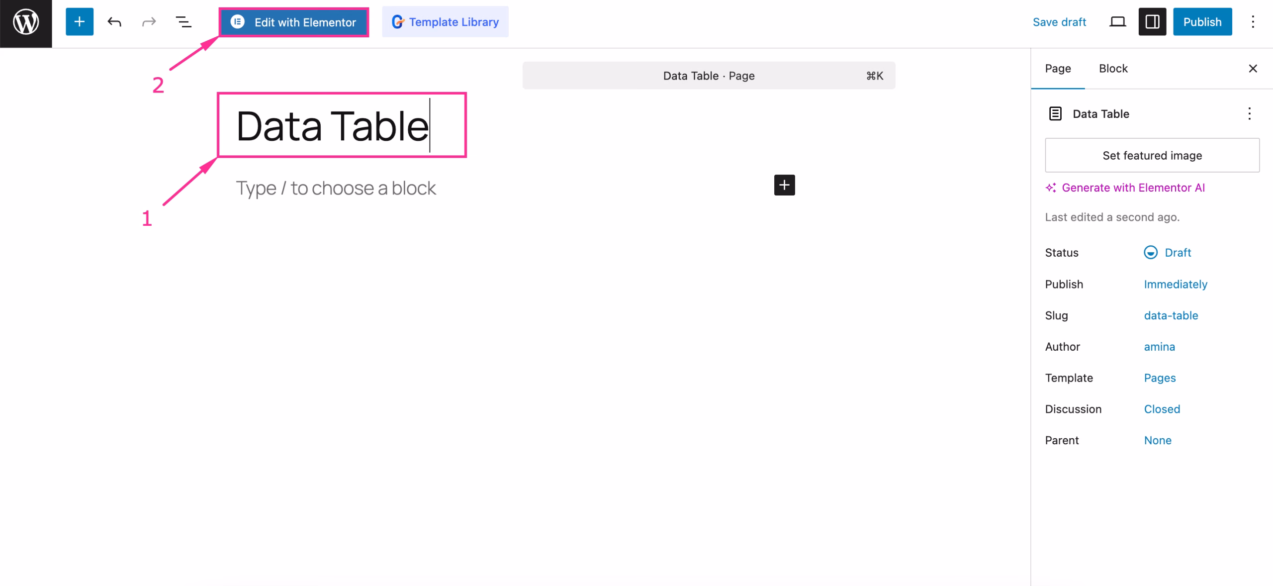 Add Data Table with ElementsKit