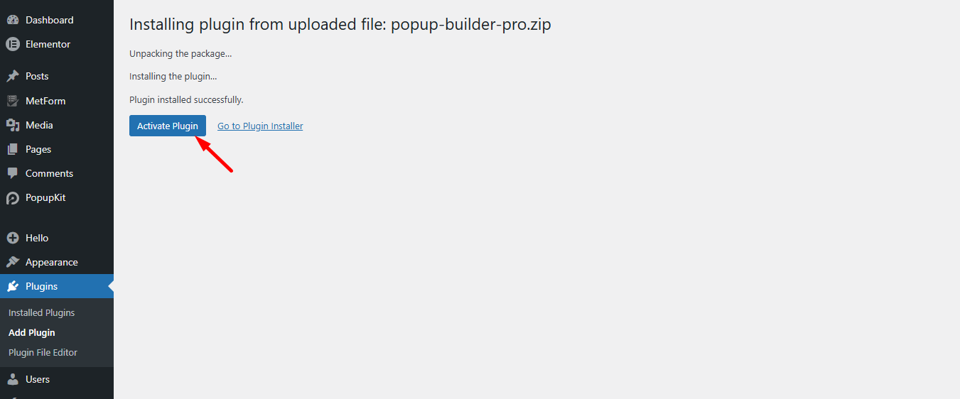 Activate PopupKit pro plugin