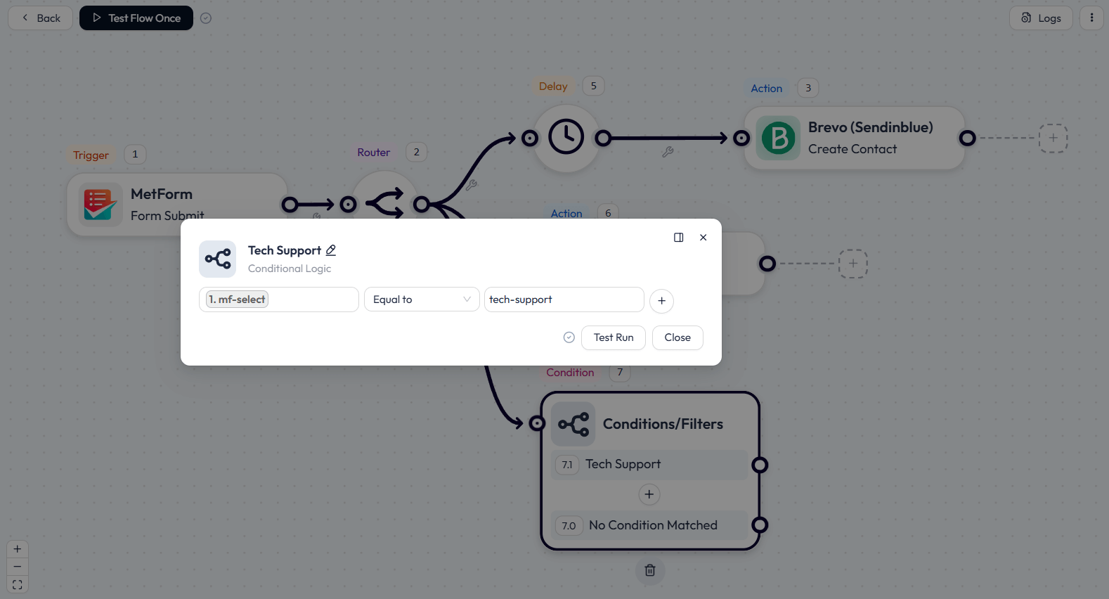 Condition field mapping in Bit Flows