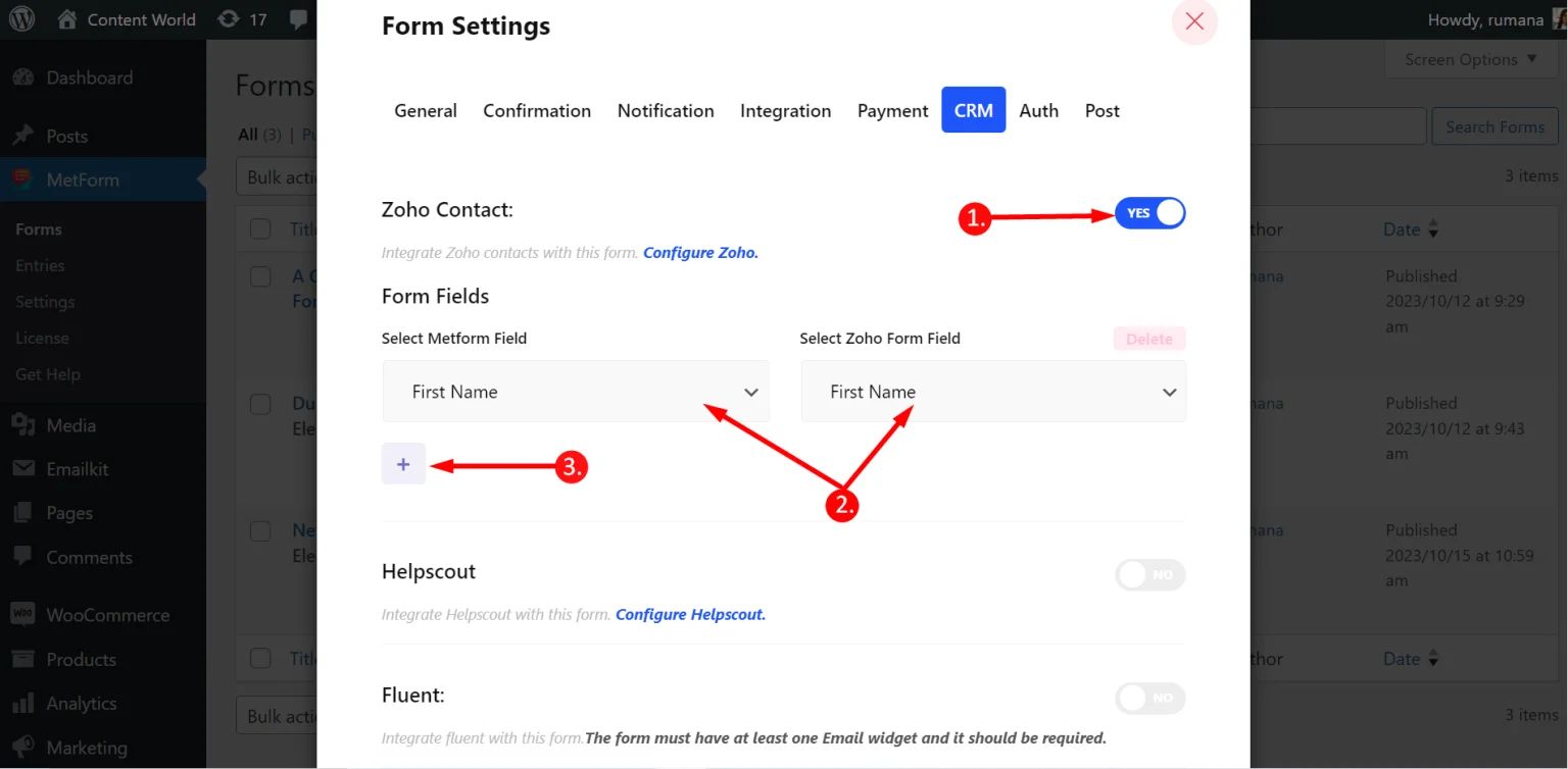 Enable Zoho CRM settings