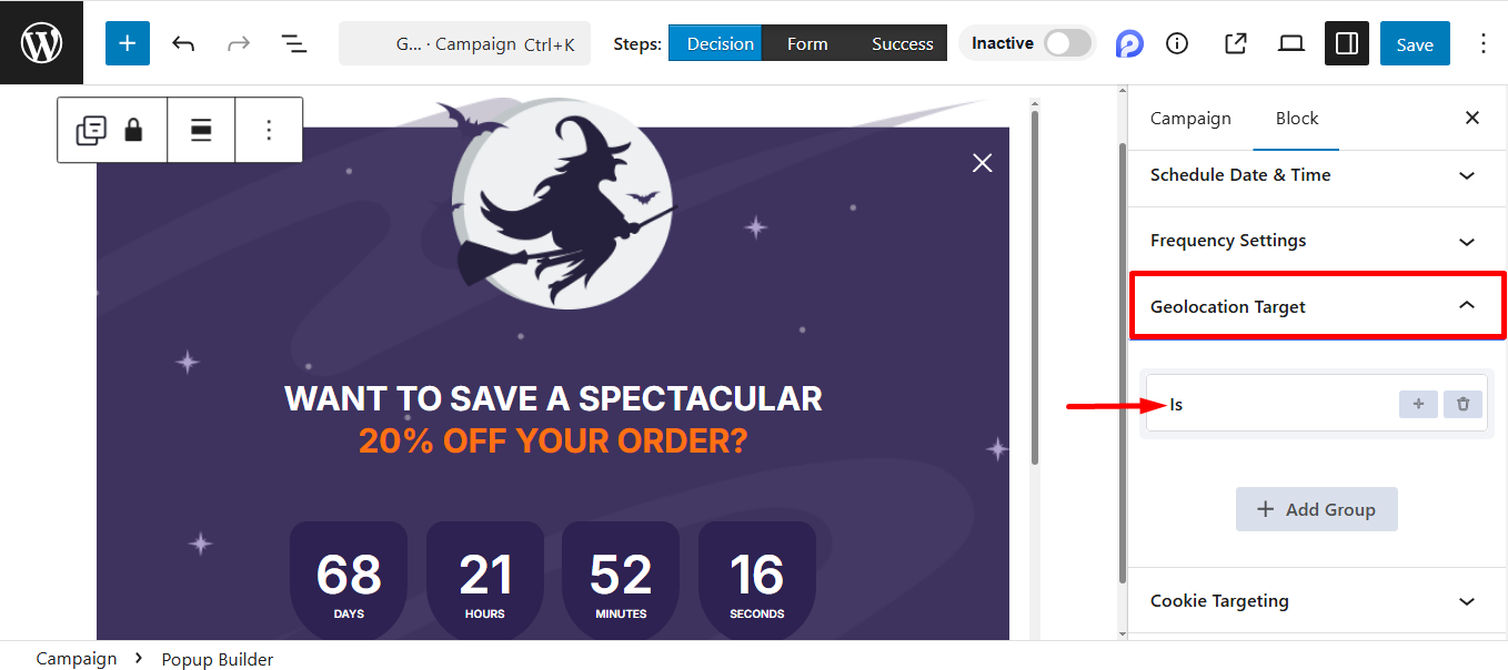Press the + Add Group button and add group