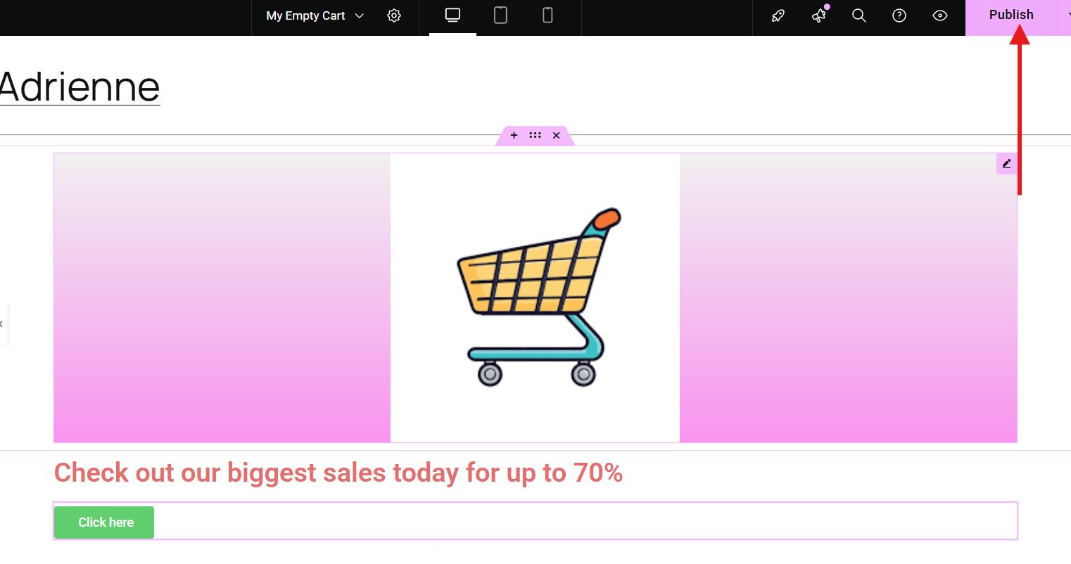 Publish empty cart template