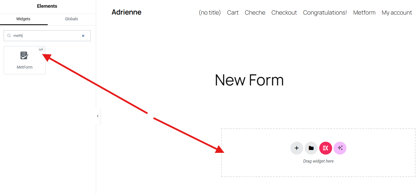 Search and drag MetForm