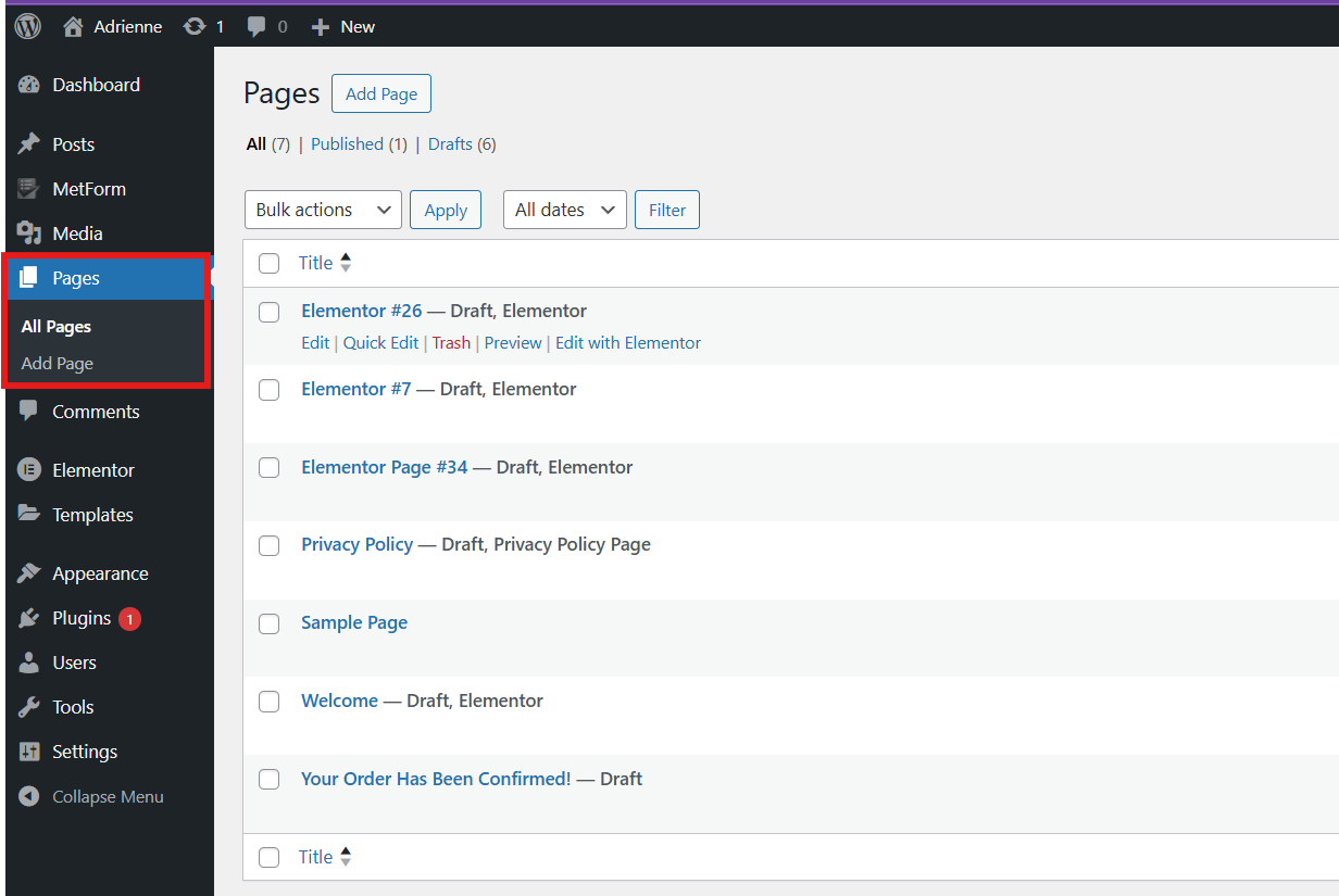 Start a page to create a new form