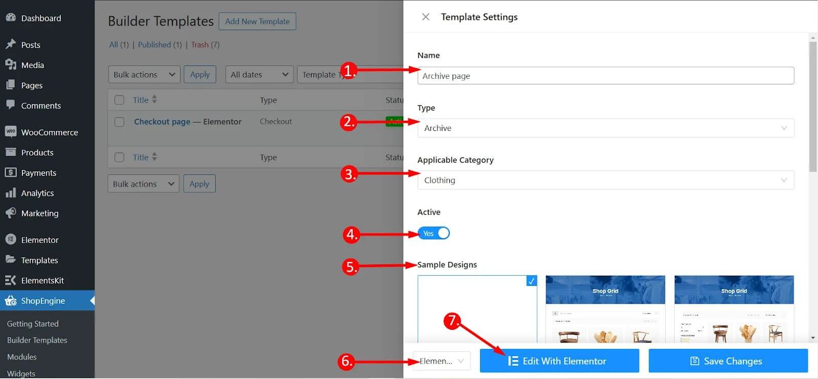 Completing Template Settings