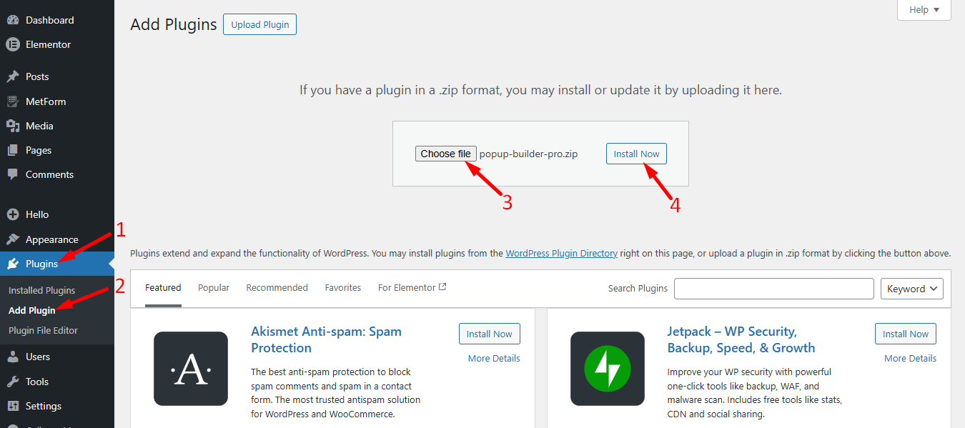 Upload and install PopupKit pro